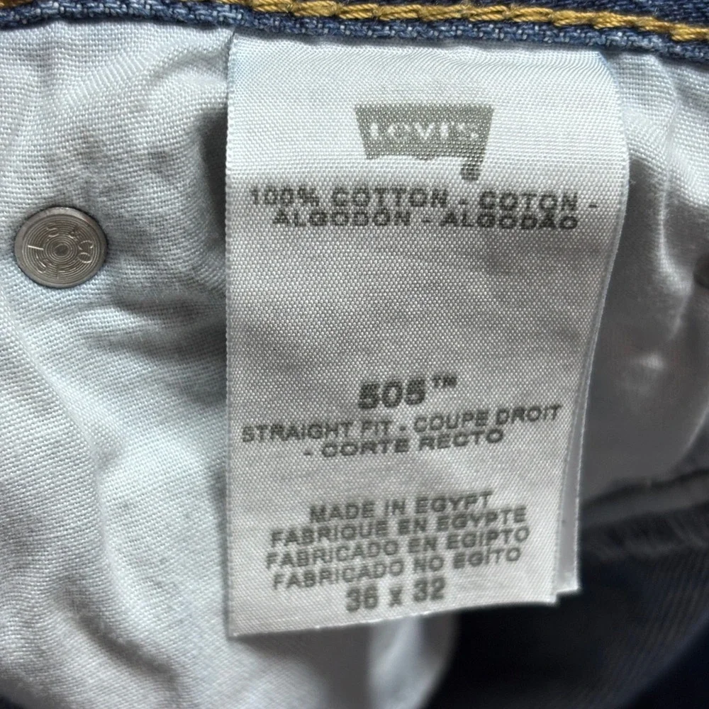 Levi's Jeans Mens 36x32 505 Straight Fit Blue Denim EUC Y2K